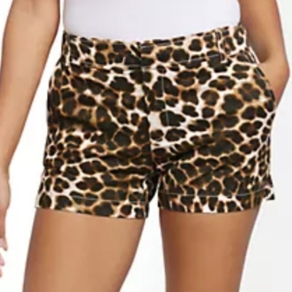 NY&C twill leopard shorts